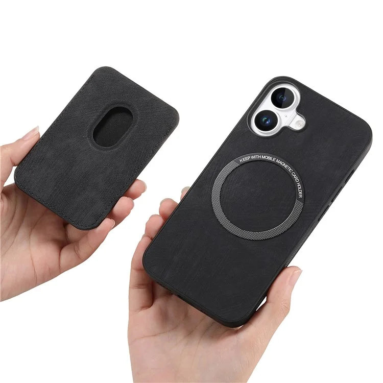 D12 For iPhone 16 Case Leather+TPU Retro Phone Cover with Detachable Card Slot