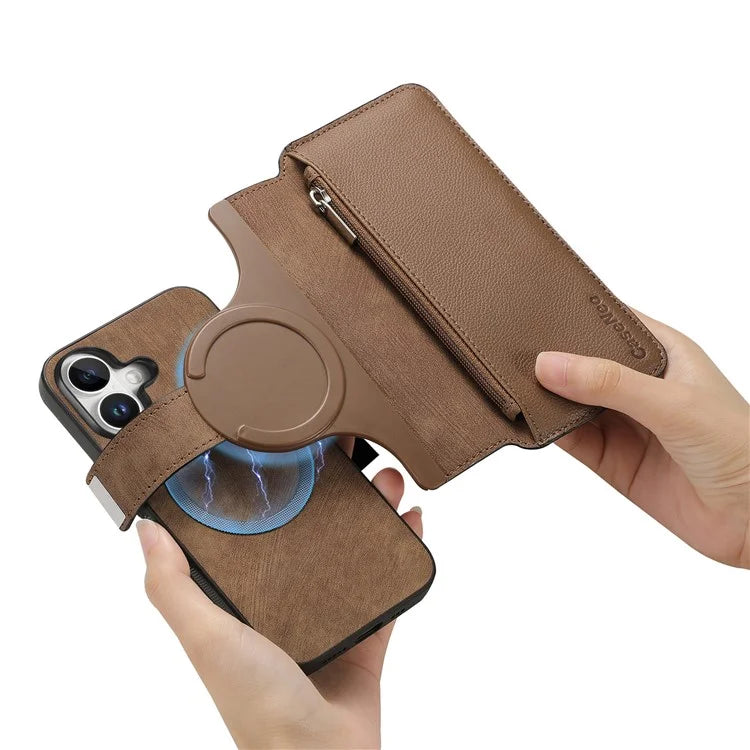 CASENEO MW-02 For iPhone 16 Leather Case Detachable Magnetic Phone Cover