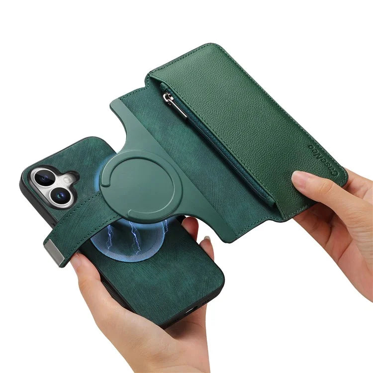CASENEO MW-02 For iPhone 16 Leather Case Detachable Magnetic Phone Cover