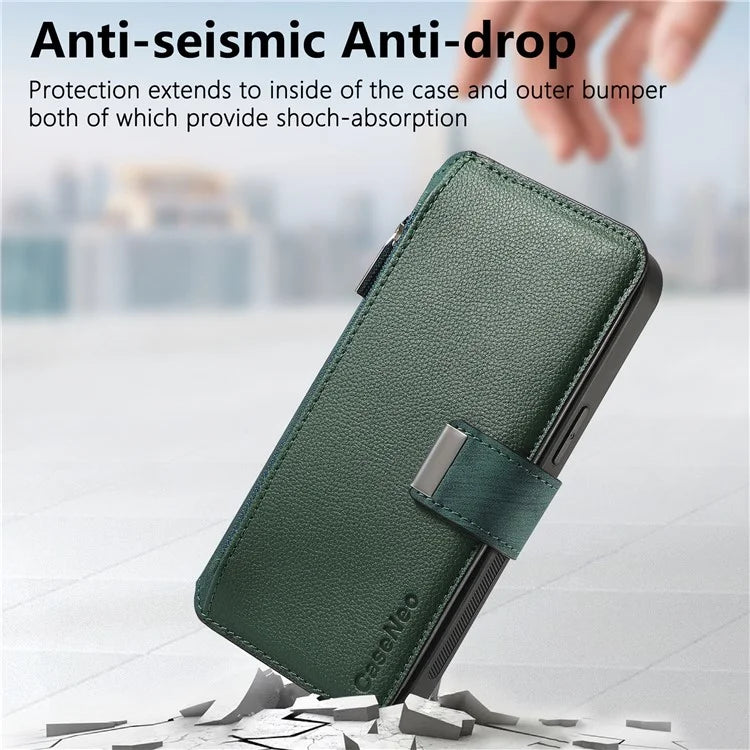 CASENEO MW-02 For iPhone 16 Leather Case Detachable Magnetic Phone Cover