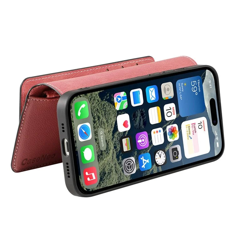 CASENEO MW-02 For iPhone 16 Leather Case Detachable Magnetic Phone Cover