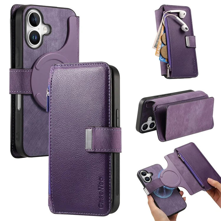 CASENEO MW-02 For iPhone 16 Leather Case Detachable Magnetic Phone Cover
