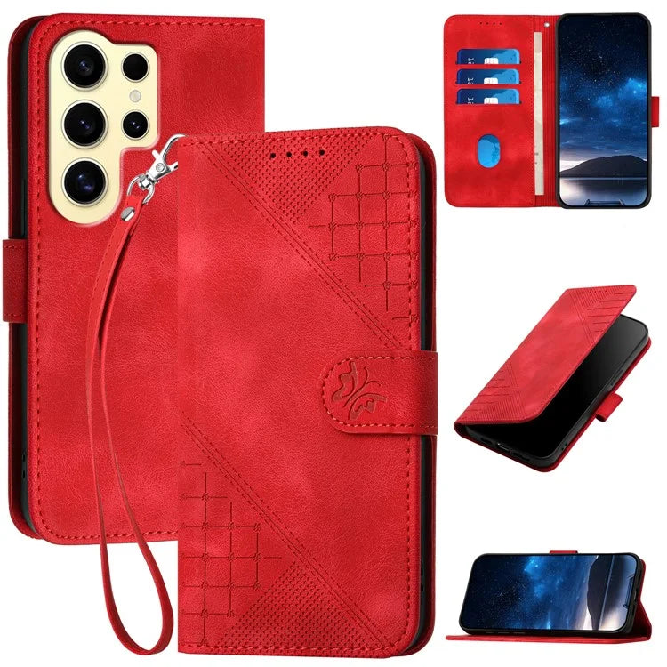 YX0080 For Samsung Galaxy S24 Ultra Case Butterfly Imprint Leather Wallet Phone Cover