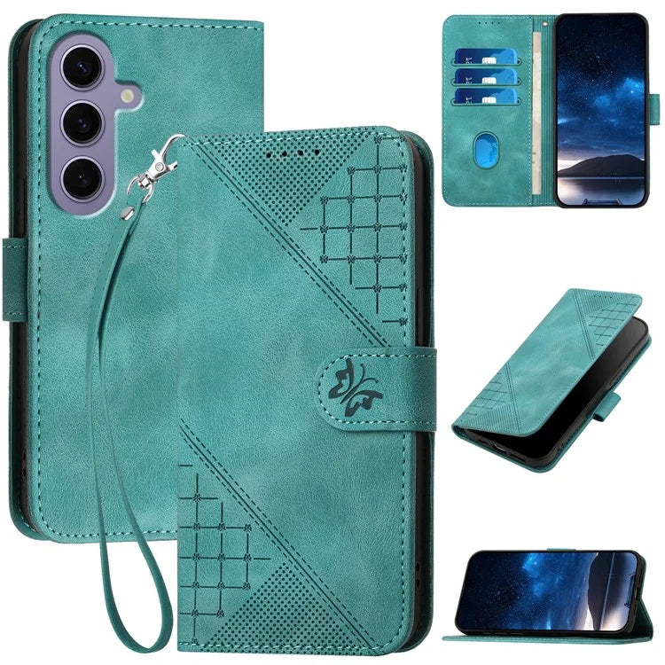 YX0080 For Samsung Galaxy S24 Case Butterfly Imprint Leather Wallet Phone Cover