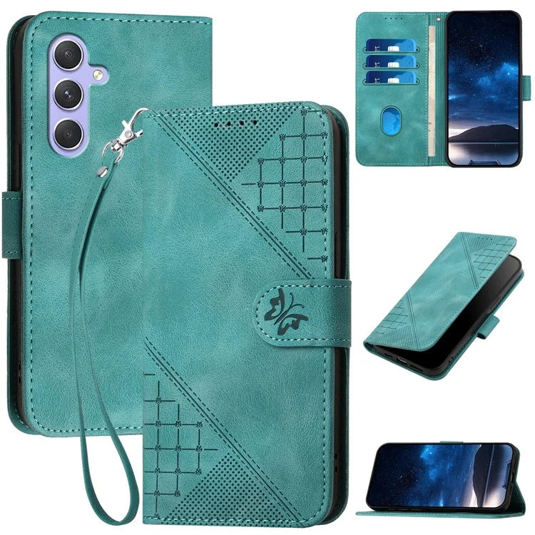 YX0080 For Samsung Galaxy A55 5G Case Butterfly Imprint Leather Wallet Phone Cover