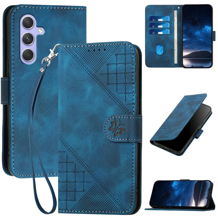 YX0080 For Samsung Galaxy A55 5G Case Butterfly Imprint Leather Wallet Phone Cover
