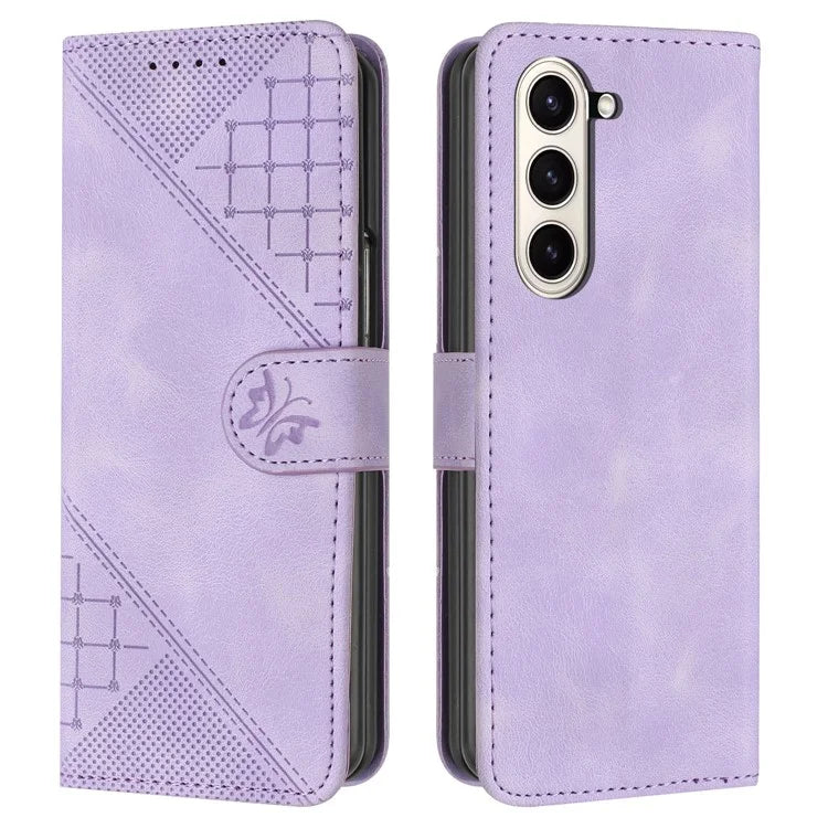 YX0080 For Samsung Galaxy Z Fold6 5G Case Butterfly Imprint Leather Wallet Phone Cover