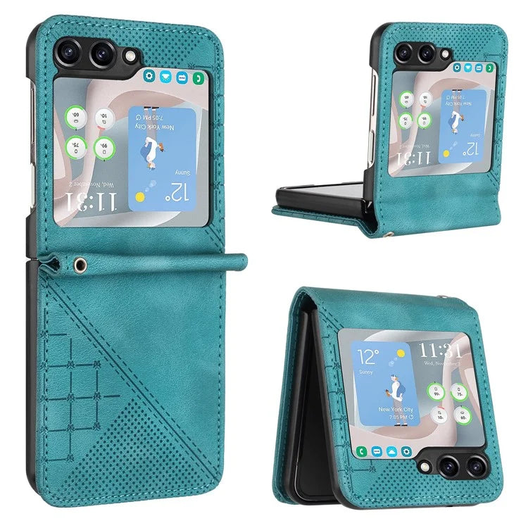 YX0080 For Samsung Galaxy Z Flip5 5G Case Imprint PU Leather Phone Cover