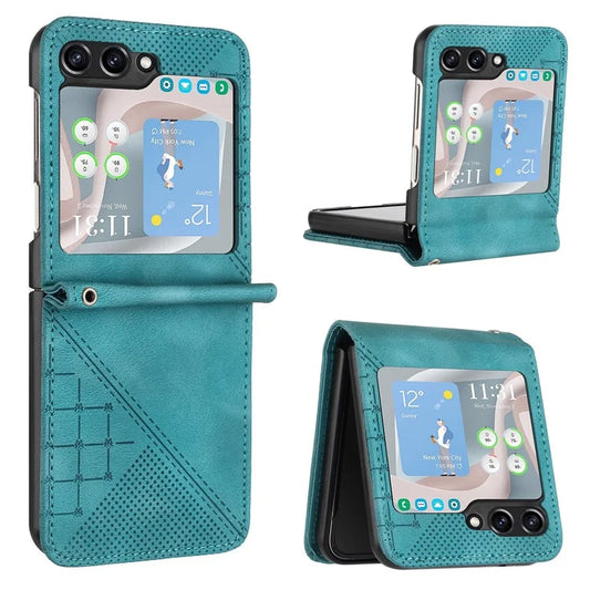 YX0080 For Samsung Galaxy Z Flip5 5G Case Imprint PU Leather Phone Cover