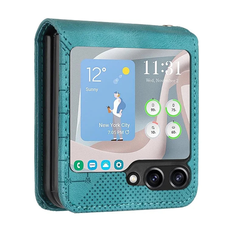 YX0080 For Samsung Galaxy Z Flip5 5G Case Imprint PU Leather Phone Cover