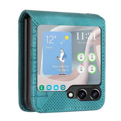 YX0080 For Samsung Galaxy Z Flip5 5G Case Imprint PU Leather Phone Cover