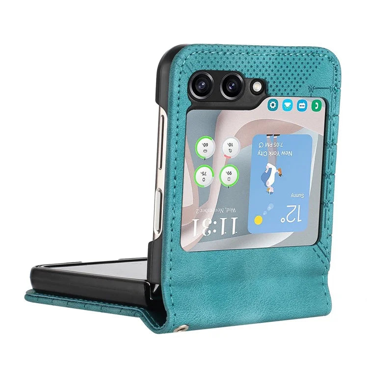 YX0080 For Samsung Galaxy Z Flip5 5G Case Imprint PU Leather Phone Cover