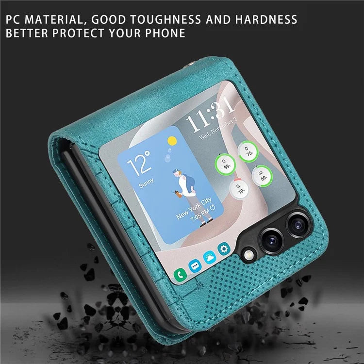 YX0080 For Samsung Galaxy Z Flip5 5G Case Imprint PU Leather Phone Cover