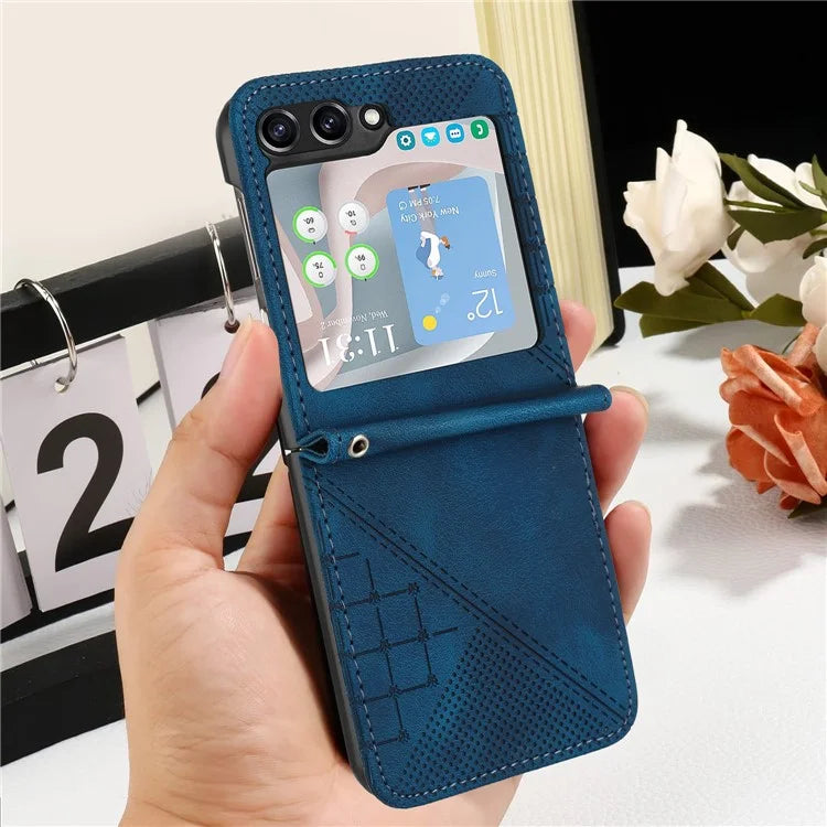 YX0080 For Samsung Galaxy Z Flip5 5G Case Imprint PU Leather Phone Cover