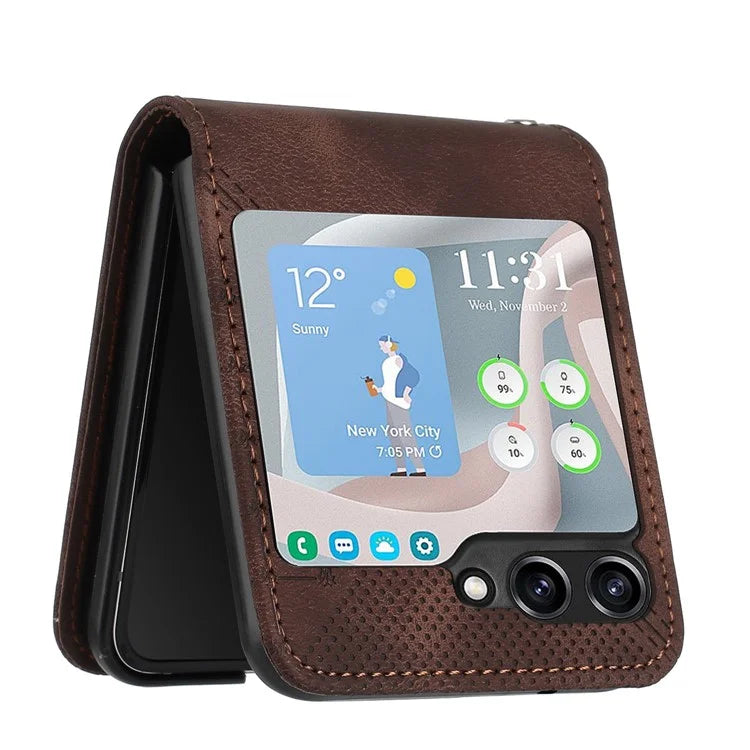 YX0080 For Samsung Galaxy Z Flip5 5G Case Imprint PU Leather Phone Cover