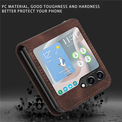 YX0080 For Samsung Galaxy Z Flip5 5G Case Imprint PU Leather Phone Cover