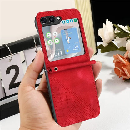 YX0080 For Samsung Galaxy Z Flip5 5G Case Imprint PU Leather Phone Cover
