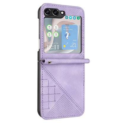 YX0080 For Samsung Galaxy Z Flip5 5G Case Imprint PU Leather Phone Cover