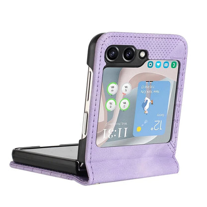 YX0080 For Samsung Galaxy Z Flip5 5G Case Imprint PU Leather Phone Cover