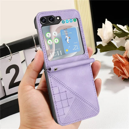 YX0080 For Samsung Galaxy Z Flip5 5G Case Imprint PU Leather Phone Cover