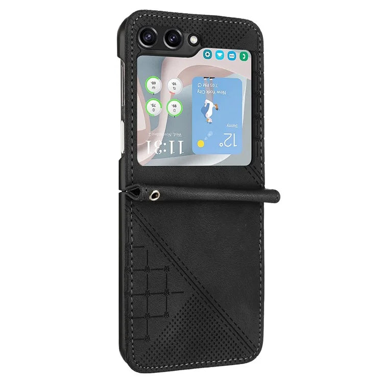YX0080 For Samsung Galaxy Z Flip5 5G Case Imprint PU Leather Phone Cover