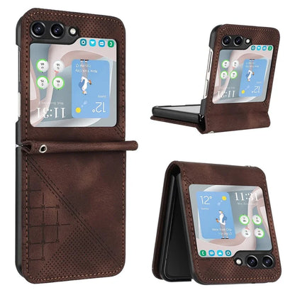 YX0080 For Samsung Galaxy Z Flip6 5G Case Imprint PU Leather Phone Cover