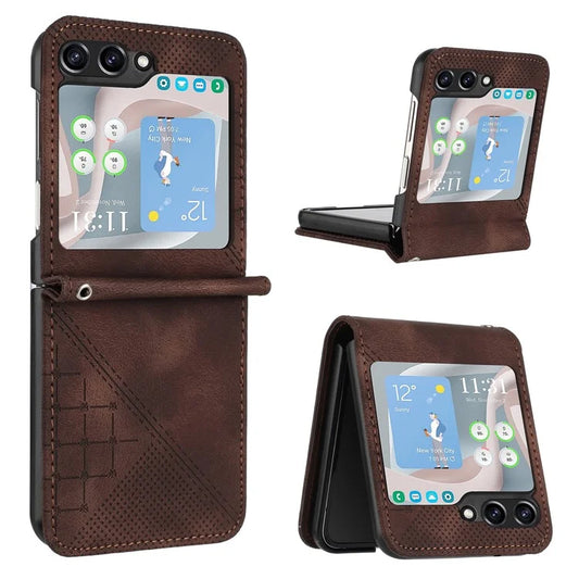 YX0080 For Samsung Galaxy Z Flip6 5G Case Imprint PU Leather Phone Cover