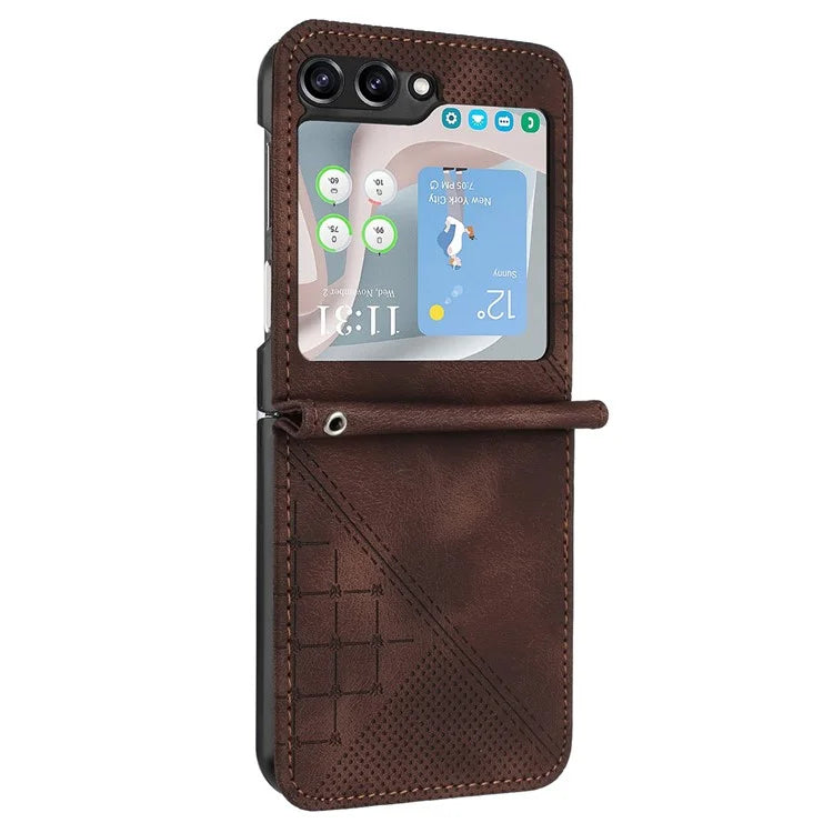 YX0080 For Samsung Galaxy Z Flip6 5G Case Imprint PU Leather Phone Cover