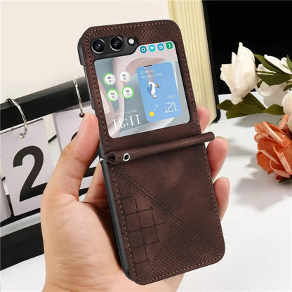 YX0080 For Samsung Galaxy Z Flip6 5G Case Imprint PU Leather Phone Cover