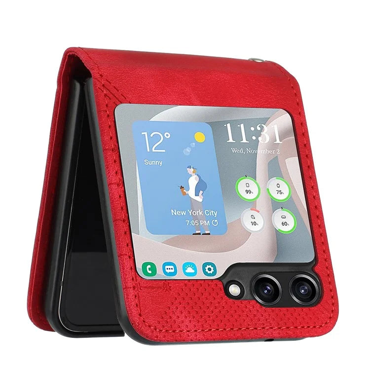 YX0080 For Samsung Galaxy Z Flip6 5G Case Imprint PU Leather Phone Cover