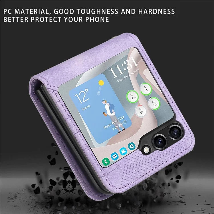 YX0080 For Samsung Galaxy Z Flip6 5G Case Imprint PU Leather Phone Cover