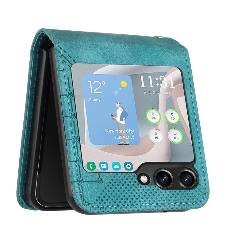 YX0080 For Samsung Galaxy Z Flip6 5G Case Imprint PU Leather Phone Cover