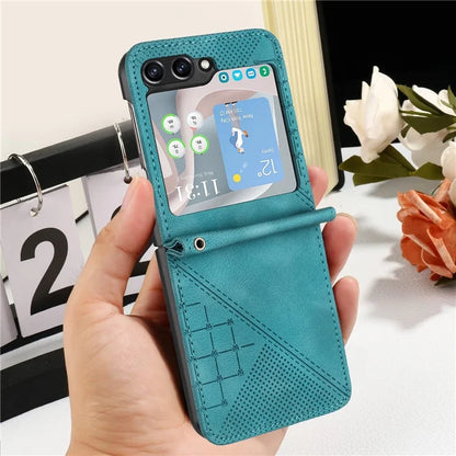 YX0080 For Samsung Galaxy Z Flip6 5G Case Imprint PU Leather Phone Cover