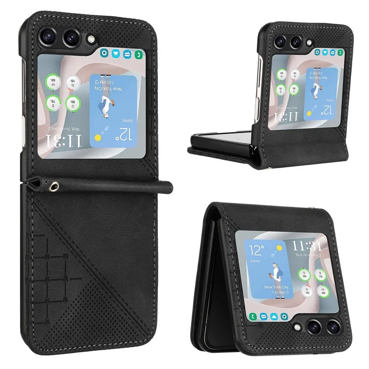 YX0080 For Samsung Galaxy Z Flip6 5G Case Imprint PU Leather Phone Cover