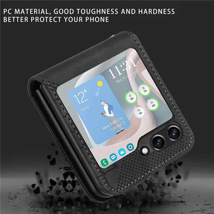 YX0080 For Samsung Galaxy Z Flip6 5G Case Imprint PU Leather Phone Cover