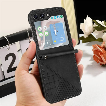 YX0080 For Samsung Galaxy Z Flip6 5G Case Imprint PU Leather Phone Cover
