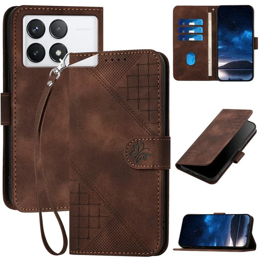 YX0080 For Xiaomi Poco X6 Pro 5G / Redmi K70E 5G Case Butterfly Imprint Leather Wallet Phone Cover