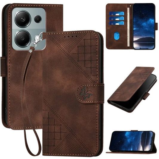 YX0080 For Xiaomi Poco M6 Pro 4G / Redmi Note 13 Pro 4G Case Butterfly Imprint Leather Wallet Phone Cover