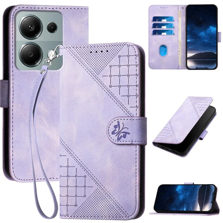 YX0080 For Xiaomi Poco M6 Pro 4G / Redmi Note 13 Pro 4G Case Butterfly Imprint Leather Wallet Phone Cover