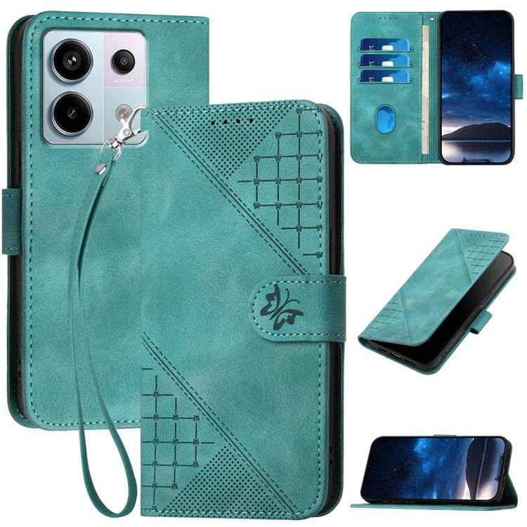 YX0080 For Xiaomi Poco X6 5G / Redmi Note 13 Pro 5G Case Butterfly Imprint Leather Wallet Phone Cover