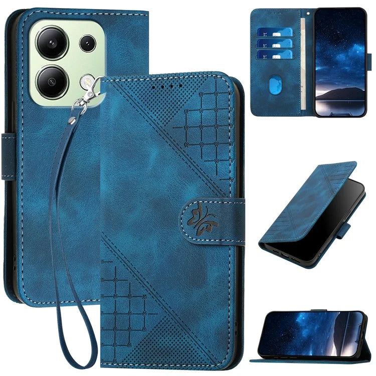 YX0080 For Xiaomi Redmi Note 13 4G Case Butterfly Imprint Leather Wallet Phone Cover