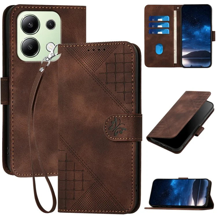 YX0080 For Xiaomi Redmi Note 13 4G Case Butterfly Imprint Leather Wallet Phone Cover