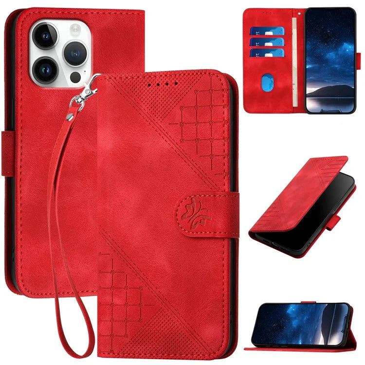 YX0080 For iPhone 16 Pro Max Case Butterfly Imprint Leather Wallet Phone Cover