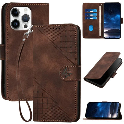 YX0080 For iPhone 16 Pro Max Case Butterfly Imprint Leather Wallet Phone Cover