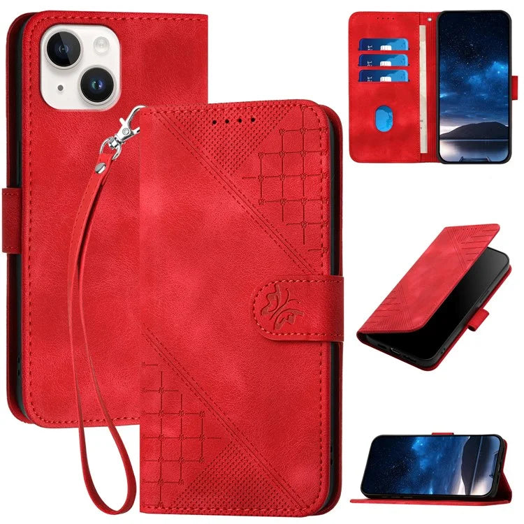 YX0080 For iPhone 15 Case Butterfly Imprint Leather Wallet Phone Cover