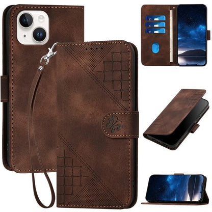 YX0080 For iPhone 15 Case Butterfly Imprint Leather Wallet Phone Cover
