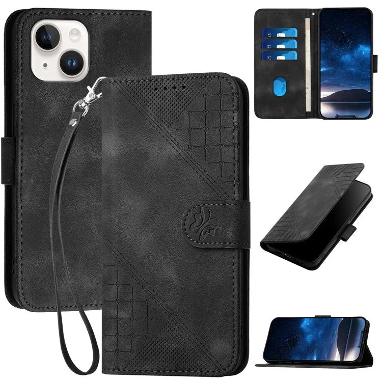 YX0080 For iPhone 15 Case Butterfly Imprint Leather Wallet Phone Cover