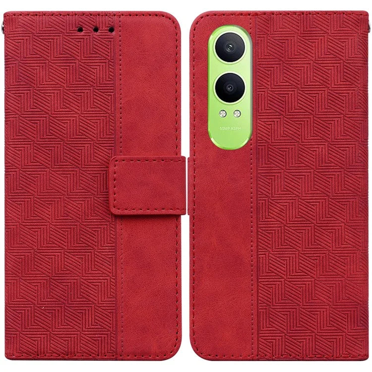 For OnePlus Nord CE4 Lite 5G Case Geometry Pattern Leather Wallet Phone Cover