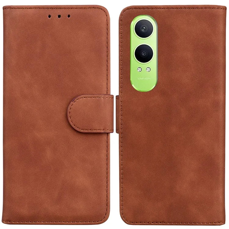 For OnePlus Nord CE4 Lite 5G Case Solid Color Leather Wallet Phone Cover