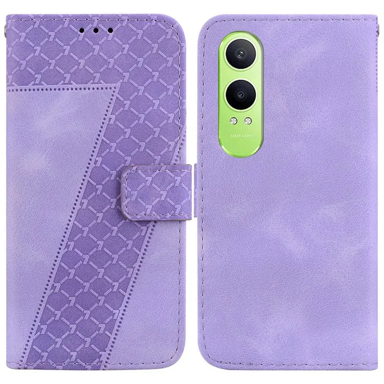 For OnePlus Nord CE4 Lite 5G Stand Case 7-Shaped Pattern Imprint Leather Phone Cover